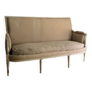 Canapé ancien style Directoire bois et tissu