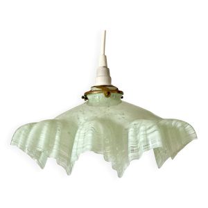 Suspension drapée verre de clichy vert menthe