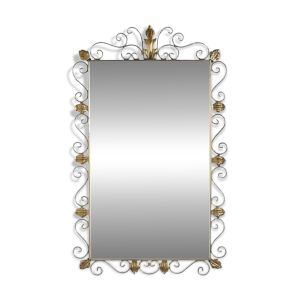 Miroir rectangulaire années 50 - 60 sur cadre laiton