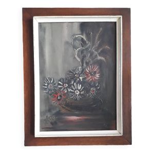 Tableau ancien à l'huile représentant une nature morte