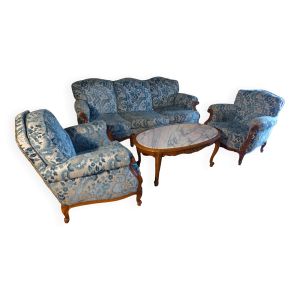 Salon canape + 2 fauteuils + table basse style louis xv tres bon etat