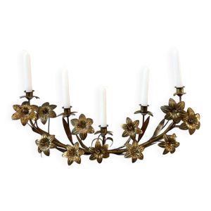 Grand chandelier en laiton 5 branches fleur de lys