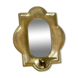 Applique murale vintage en laiton avec miroir et bougie