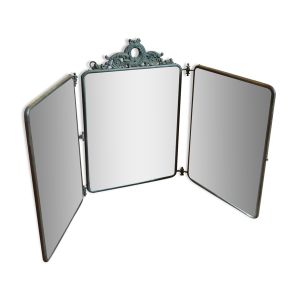 Ancien miroir triptyque/miroir de barbier