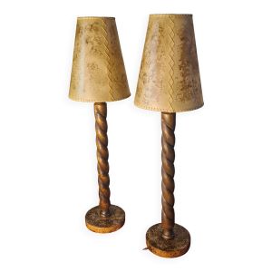 Paire de lampe chevet bois scandinave1950 elec ok sans inter 60x17