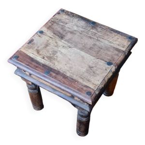 Table basse carrée en bois massif exotique