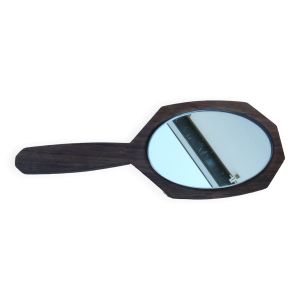 Ancien miroir à main époque art déco en palissandre