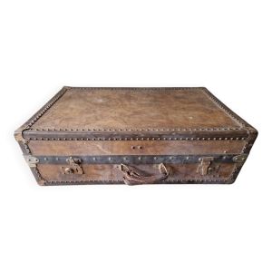 Ancienne valise Sayap en cuir et bois