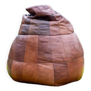 Pouf poire en cuir patchwork multicolore De Sede