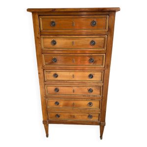 Semainier fin XIXème style Louis XVI merisier 7 tiroirs avec bronze ferrures