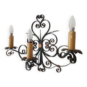 Applique murale ancienne en fer forgé années 50