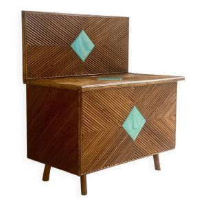 Banc coffre en rotin, 1960