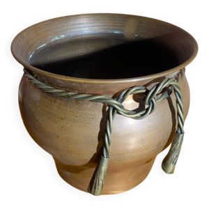 Cache pot ancien Jean Paul Thevenot cuivre & laiton made in France vintage