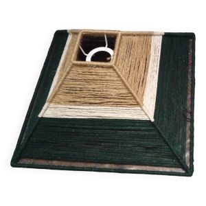 Abat-jour carré en fil de jute bistre beige et vert