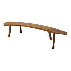 Banc en tronc d'arbre en bois, France 1960