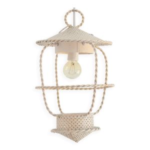 Lanterne / Suspension en métal perforé style Mategot vintage 1950s