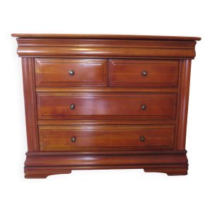 Commode à doucine en merisier – 4 tiroirs -années 80 – style louis philippe