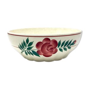 Saladier céramique fleuri rouge