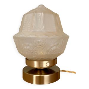 Lampe à poser globe vintage art déco en verre dépoli