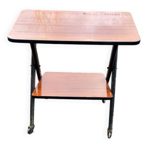 Desserte scandinave double plateau brillant laqué