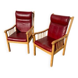 Paire de fauteuils cuir baumann