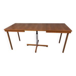 Table scandinave vintage télescopique extensible teck 1970