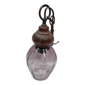 Suspension vintage verre mauve