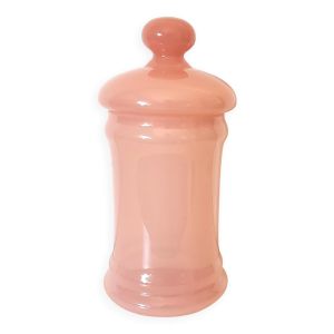 Boite apothicaire en opaline rose, bocal, vide poche