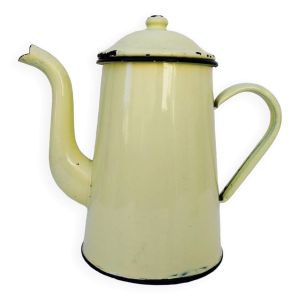 Cafetière simple émaillée jaune vintage