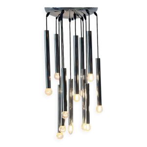 Lustre cascade en métal chromé