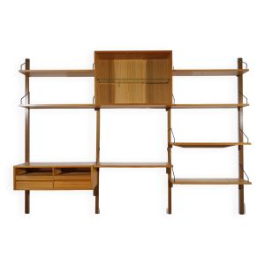 Système d'étagères murales modulaires poul cadovius royal, chêne, design danois, années 1960