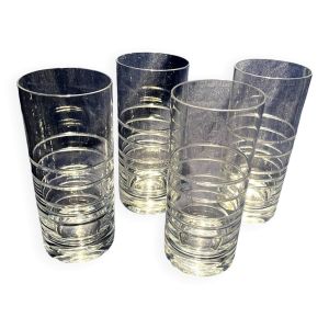 Suite de 4 verres a orangeade eau jus de fruits en cristal torsade