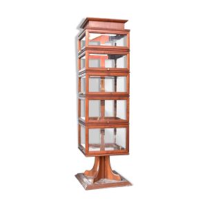 Étonnante vitrine tournante en merisier  années 50