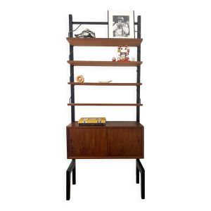 Etagère sur pied Poul Cadovius Royal System métal et teck années 60