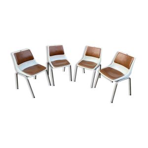 Suite de 4 chaises design de salle de spectacle Allibert 1970