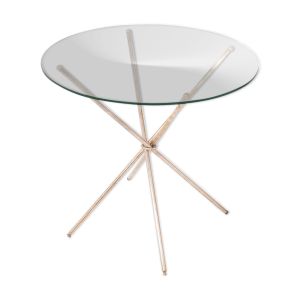 Guéridon mikado en laiton argenté et verre, années 1980