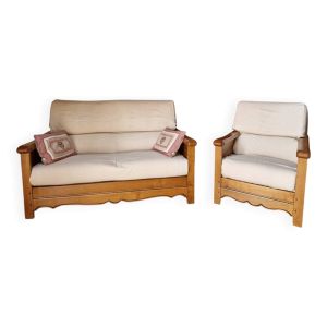 Canapé 2 places et fauteuil, collection Jacques Leleu