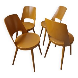 4 chaises Baumann Mondor ocre jaune