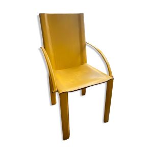 Fauteuil Coral en cuir jaune Matteo Grassi année 70