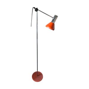 Lampadaire réglable orange, années 1960