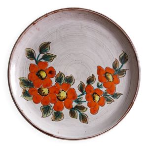 Assiette murale décorative artisanale motif fleur Vallauris