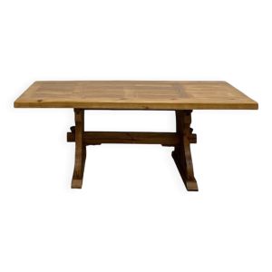 Table monastère savoyarde en pin massif, circa 1970