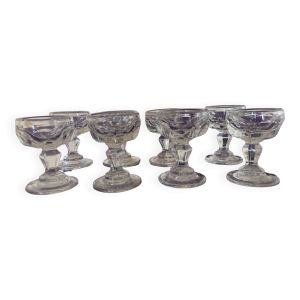 Lot de 8 verres à liqueur de bistrot en verre épais