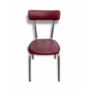 Chaise en skai rouge et pieds chromes, vintage 1960/1970