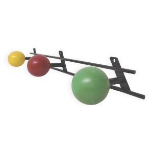 Porte-manteaux patères boules bois vert rouge jaune années 50