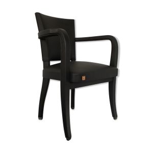 Fauteuil Bridge noir cuir gainé