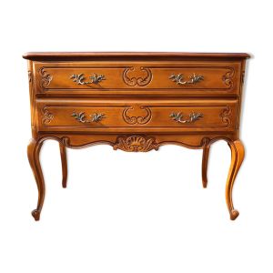 Commode sauteuse esprit Louis XV 2 tiroirs merisier, années 60