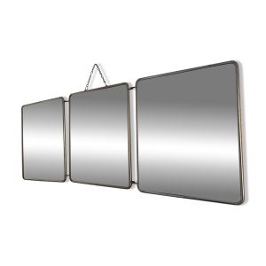 Miroir vintage 1950 triptyque barbier brique coiffeur - 30 x 76 cm