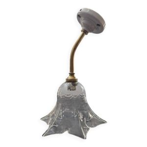 Ancienne applique col de cygne laiton porcelaine abat jour tulipe