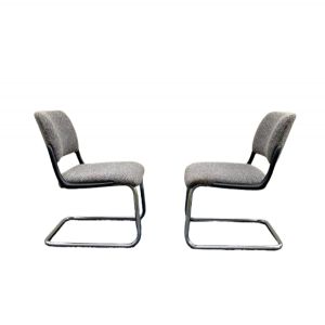 Paire de fauteuils chauffeuses Eurosit tweed gris 1970